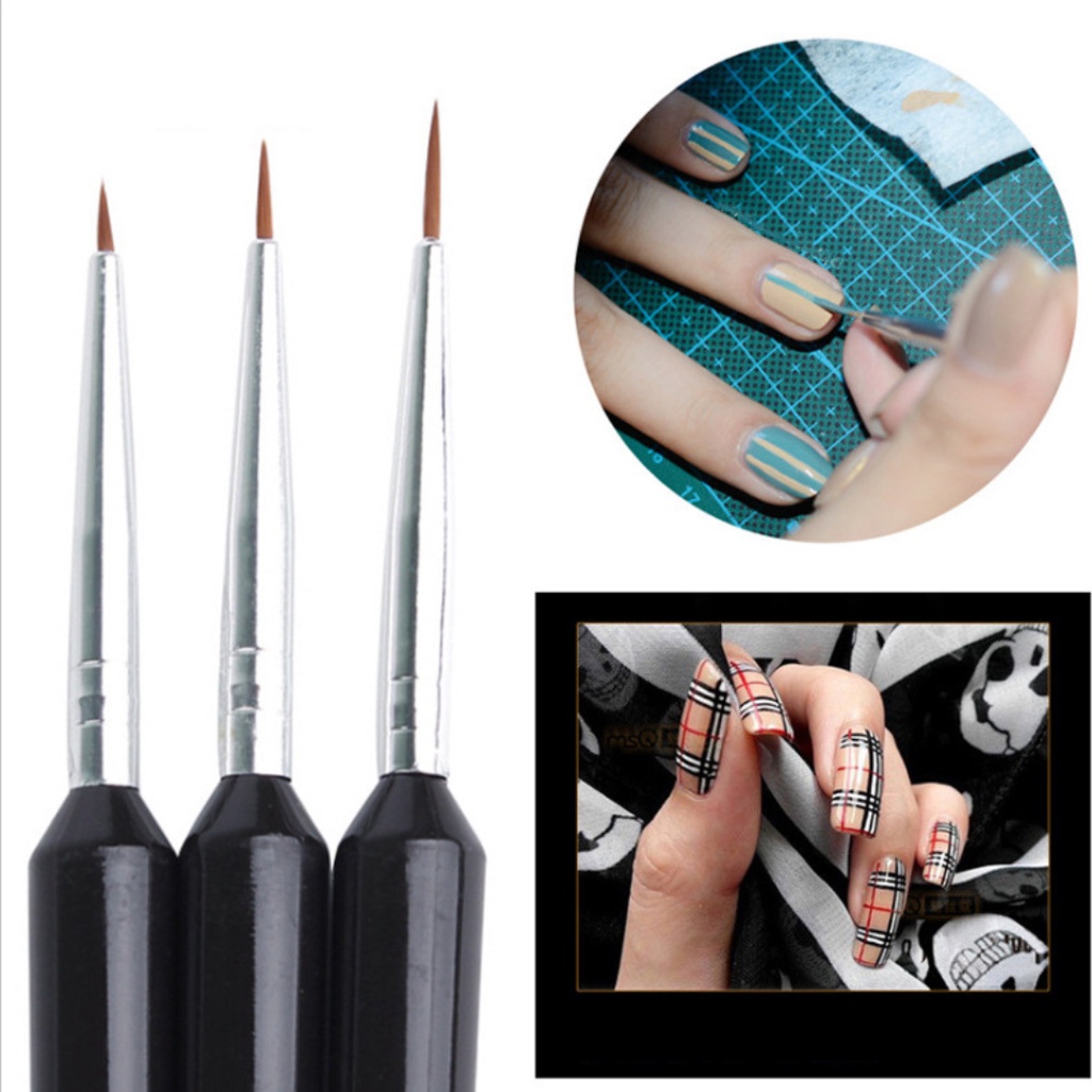 𝐂𝐢𝐭𝐚𝐝𝐞𝐚𝐥 - Kuas Kuku Nail Art 1 Set 3 Pcs, Liner Brush, Kuas Kuku Lukis