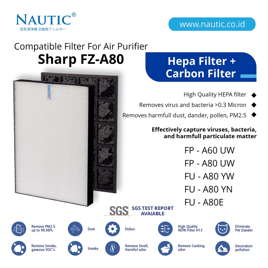 SHARP REPLACEMENT FILTER FZ-A80SFE / FU-A80E / FU-A80Y-W / FU-A80 / FU-A80Y-N