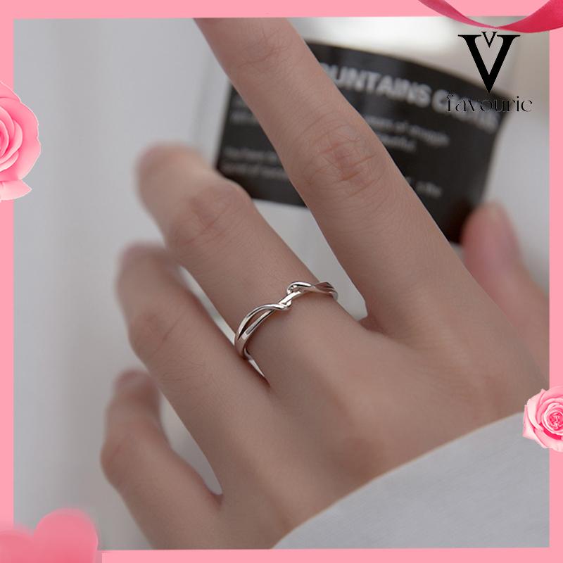 CODCincin Garis Sederhana Cincin Geometris Wanita Cincin Lembut Terbuka Cincin Jari Telunjuk Pacar-FA