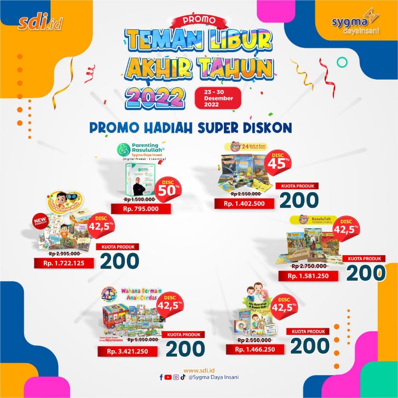 PROMO LIBURAN BUKU SDI SYGMA, BUKU-BUKU SIROH RASULULLAH