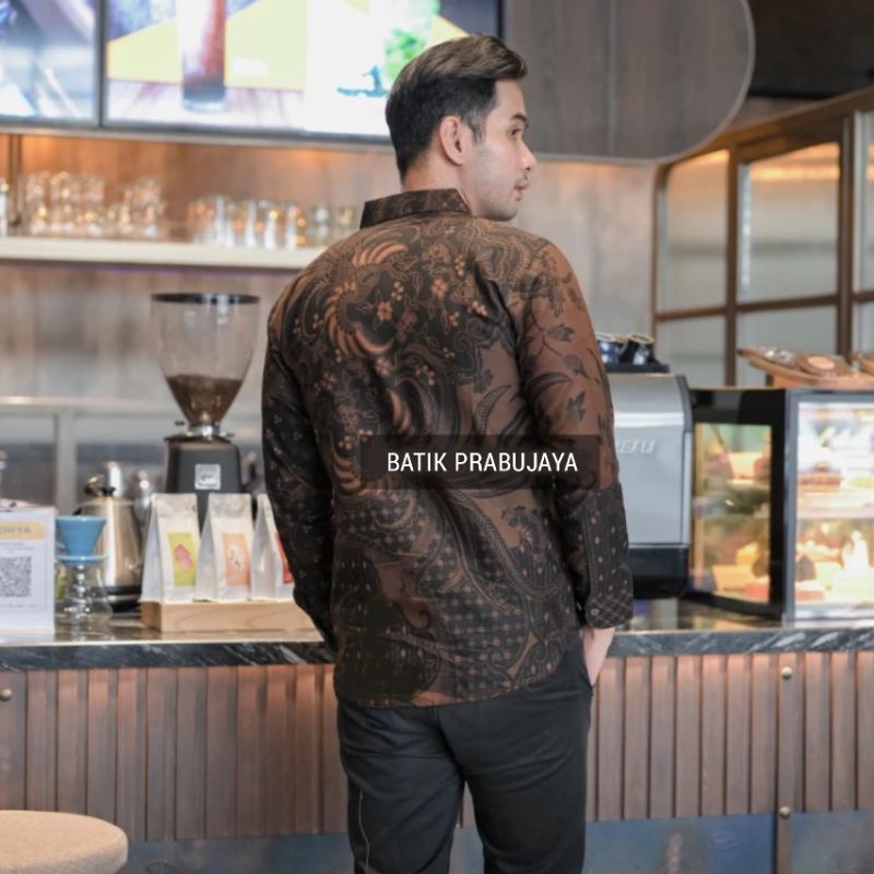 DANAPATI Kemeja Batik Pria Dewasa Modern Premium Lengan Panjang Full Furing - Baju Hem Batik Pria Cowok Anak Muda Kondangan Pesta Kerja