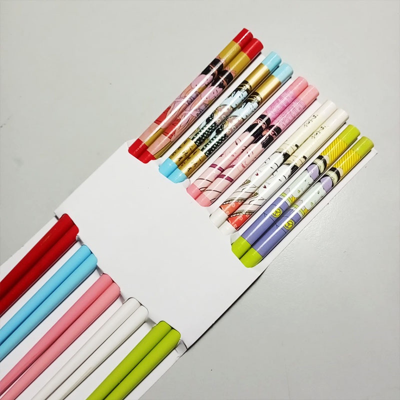 Yamata Set Sumpit Bambu Besi Ala Jepang Japanese Chopstick Bambu Buatan Tangan 5 Pasang Dapat Digunakan Kembali Reusable Set Sumpit Kayu Multi Warna Bunga Kucing Makanan Sushi