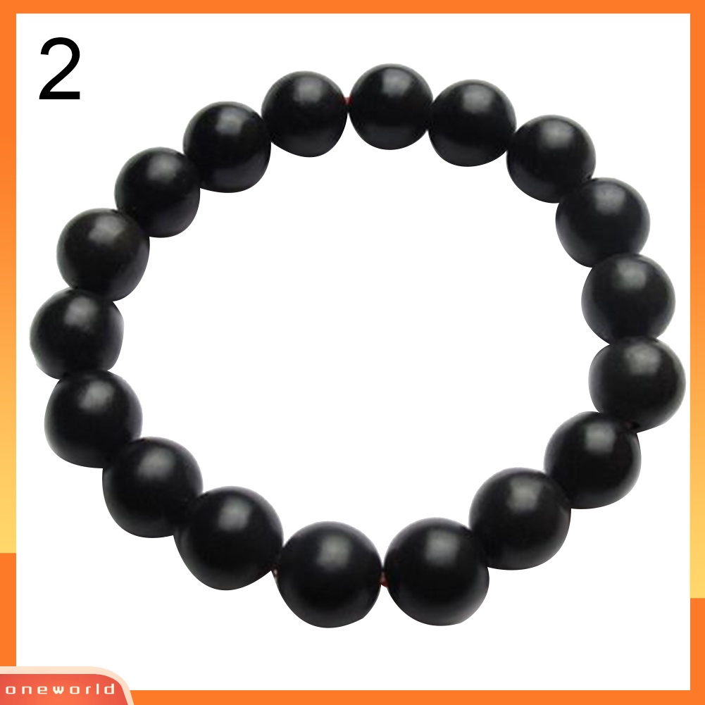 [WONE]8/10mm Manik-manik Batu Hitam Pesona Gelang Pria Wanita Minimalis Bangle Perhiasan