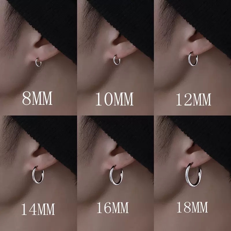 Roselife 1PC Unisex Hitam Anti Karat Anting Hoop Untuk Pria Wanita Keren Fashion Tindik Tulang Rawan Anting-Anting Pakaian Harian Perhiasan Telinga