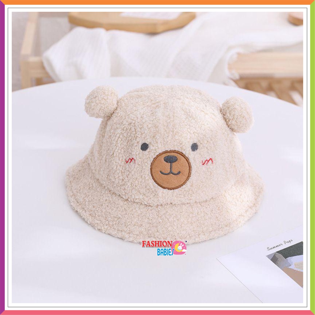 ❤ Fashionbabies ❤ TOPI BUCKET BUCKET BEAR POM - POM BULU / TOPI BUCKET BERUANG BULU ANAK FASHION / TOPI BUCKET / BUCKET BEAR POM FLEECE / TOPI BUCKET BERUANG BULU ANAK FASHION / TOPI ANAK LUCU