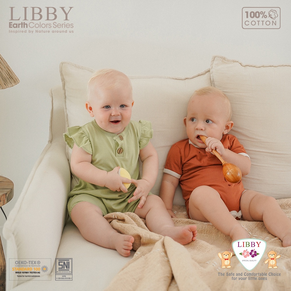 Baju Bayi Romper Bodysuit Jumper Segiempat Newborn 0–2 Tahun Libby Flynn  Earth Series