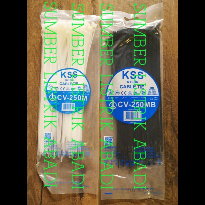 

TERMURAH Kabel Ties KSS CV-250M / CV-250 M isi 100pcs (hitam/ putih) Code 4597