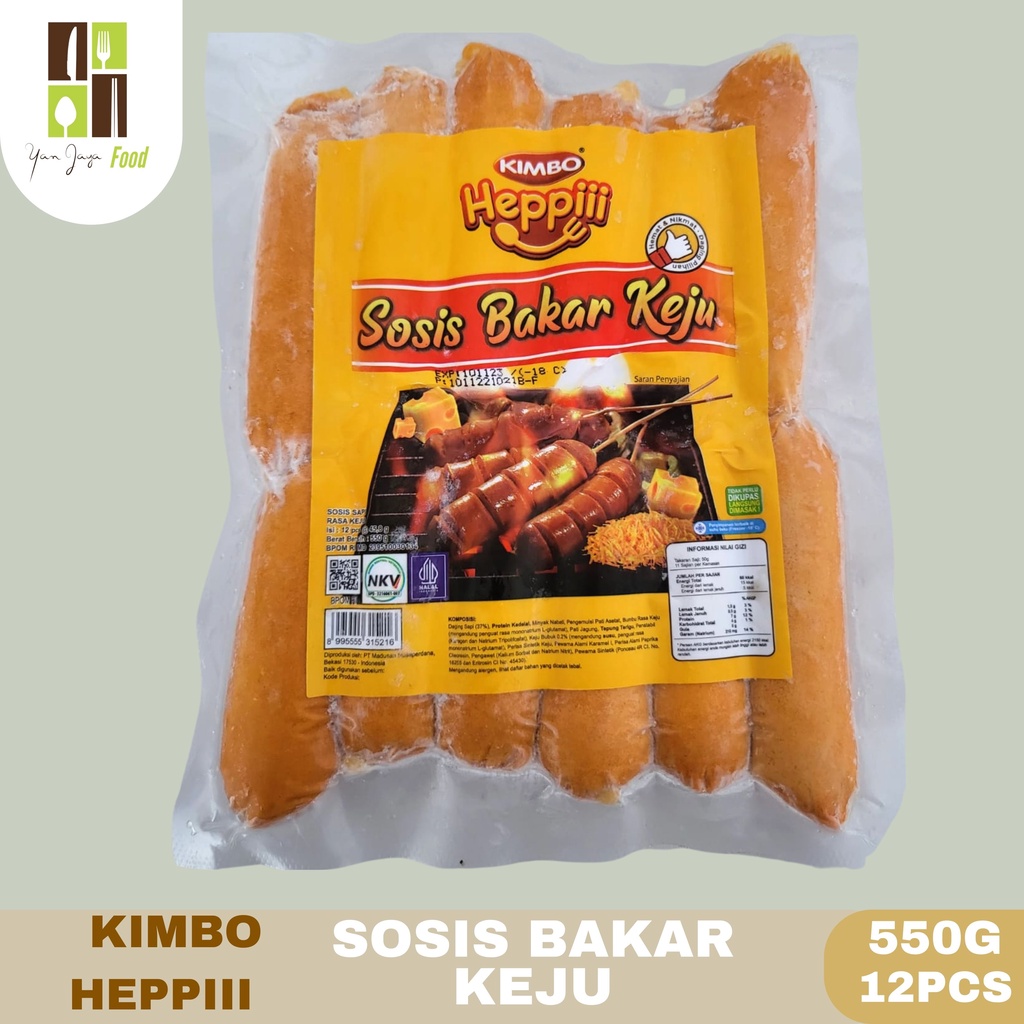 Kimbo Heppiii Sosis Sapi Bakar Keju 12 Pcs 550g