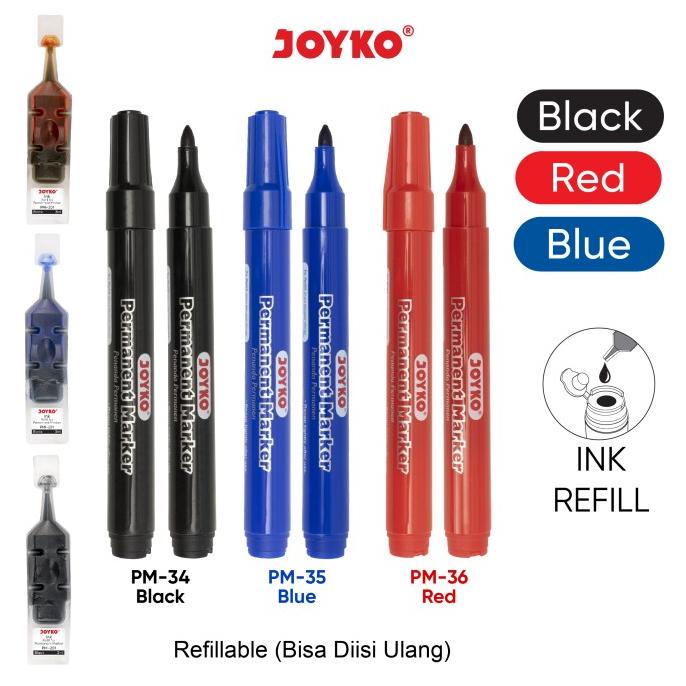 

Permanent Marker Spidol Permanen Round Tip Joyko Refillable