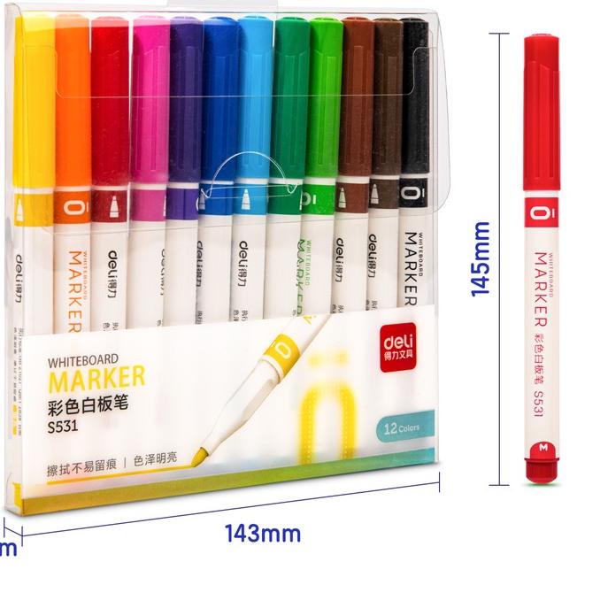 

✮✮ Deli Coloring Marker Spidol Warna 12 pcs Bahan Antibiotik Tidak Beracun S531