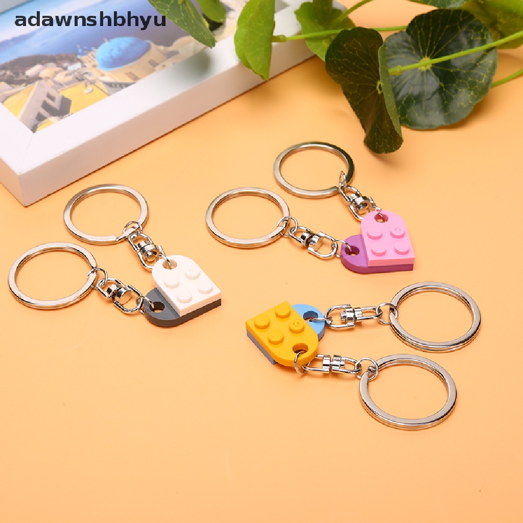 Adawnshbhyu 2Pcs Gantungan Kunci Love Heart Brick Untuk Pasangan Persahabatan Hadiah Perhiasan Ulang Tahun ID