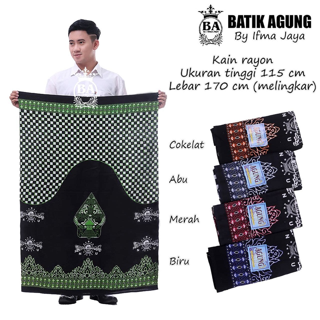 Sarung Batik Rayon/Goyor Motif Gunungan Wayang Nu SERAGAM HIJAU | Termurah | Terviral
