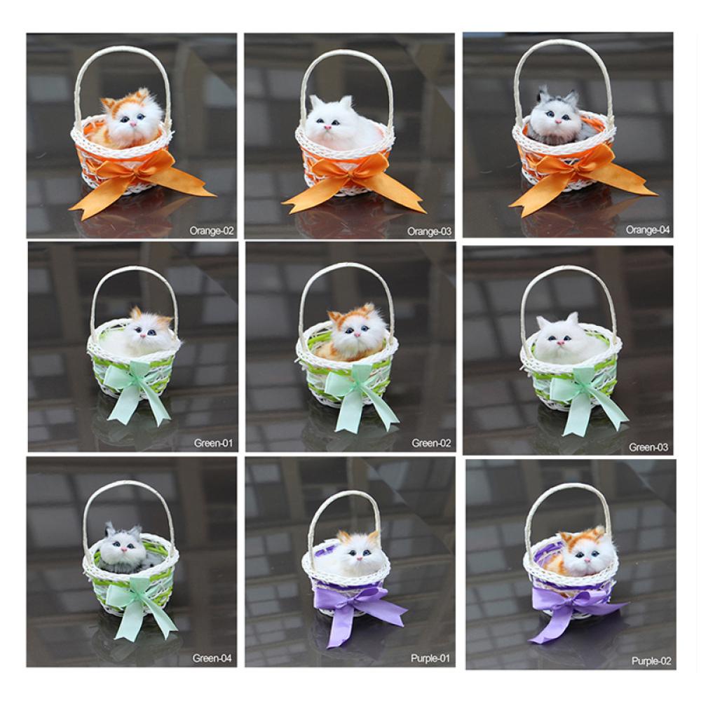 Timekey Simulasi Model Kucing Keranjang Gantung Mainan Mewah Dapat Bunyi Hewan Statis Boneka Mainan Bayi Dekorasi Rumah Pesta Festival Mainan Anak E9P3