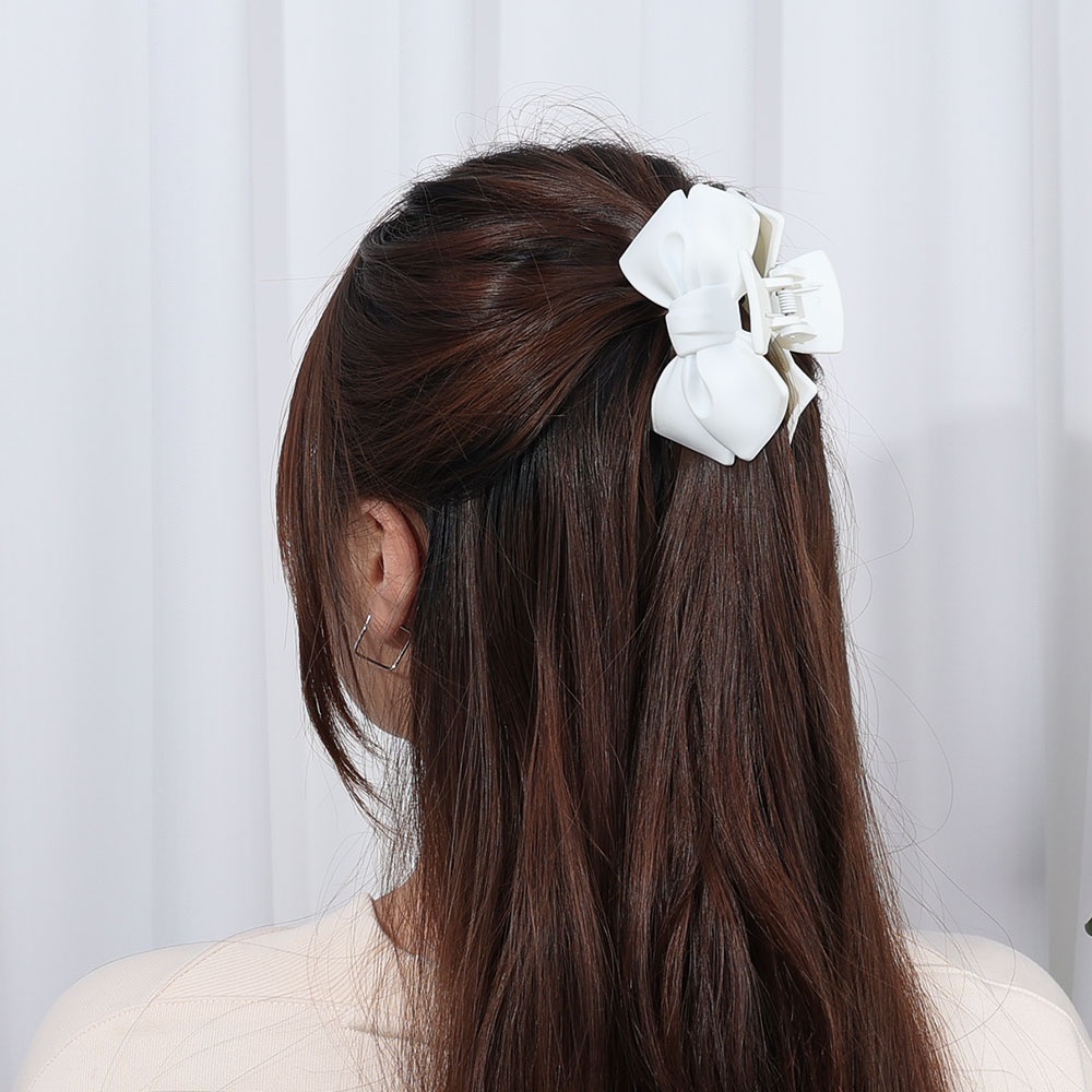 Hair Claw Back Head Shark Jepit Rambut Gadis Korea INS Style Acrylic Bow Hair Clip Headwear Aksesoris Rambut Hair Pin Vintage Besar Elegan Ladies Wanita