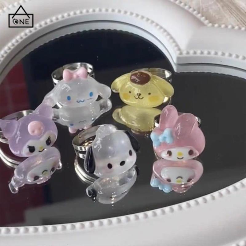 COD❤️Cinnamoroll Anjing Kulomi Cincin Resin Lucu Girly Pasangan Saudara Perempuan Pembuka Pacar Kartun-A.one