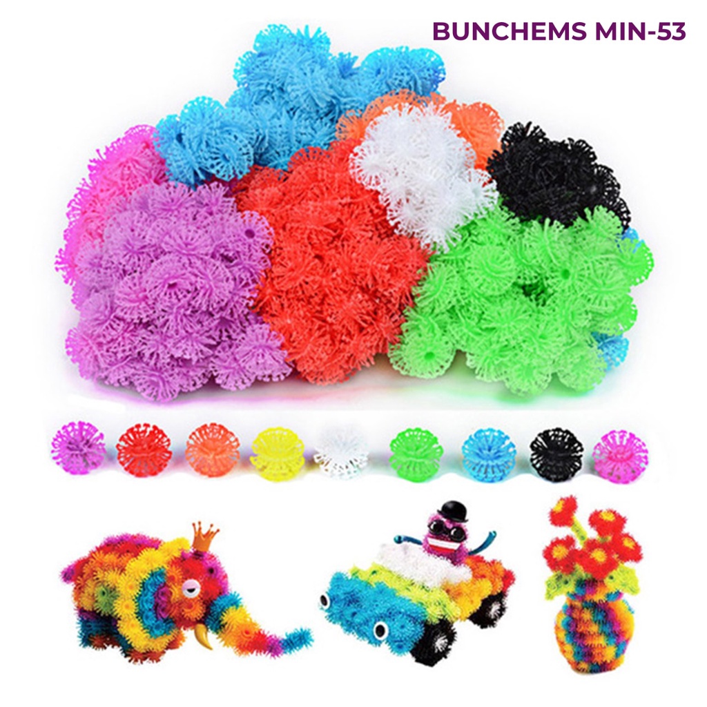 Mainan Anak Sale Bunchems Thorn Ball Magic Ball Puzzle Merakit Hewan Robot Boneka Lucu