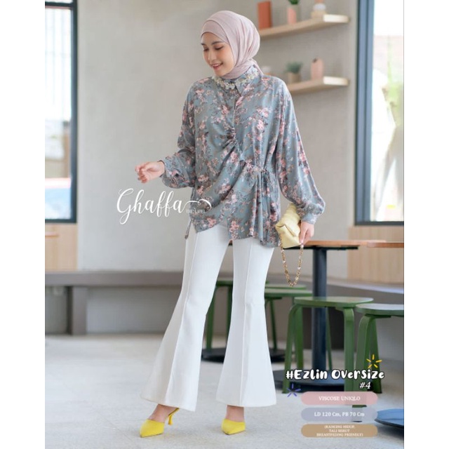 EZLIN OVERSIZE #4 BY GHAFFA THE LABEL / BLOUSE MOTIF SERUT WANITA MUSLIMAH / Blouse ld120 rayon viscose premium