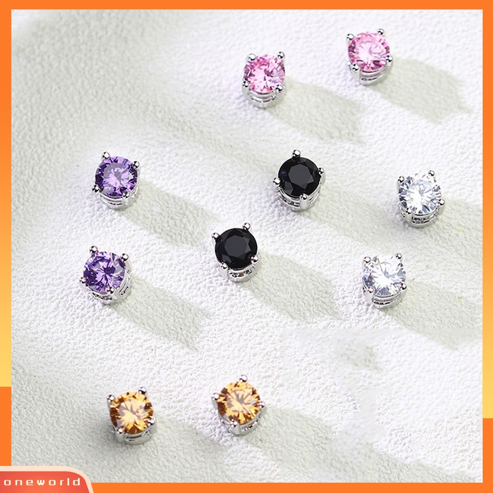 [WONE] Pria Wanita Berlian Imitasi Hias ic Ear Stud Earrings Non Piercing Perhiasan Hadiah