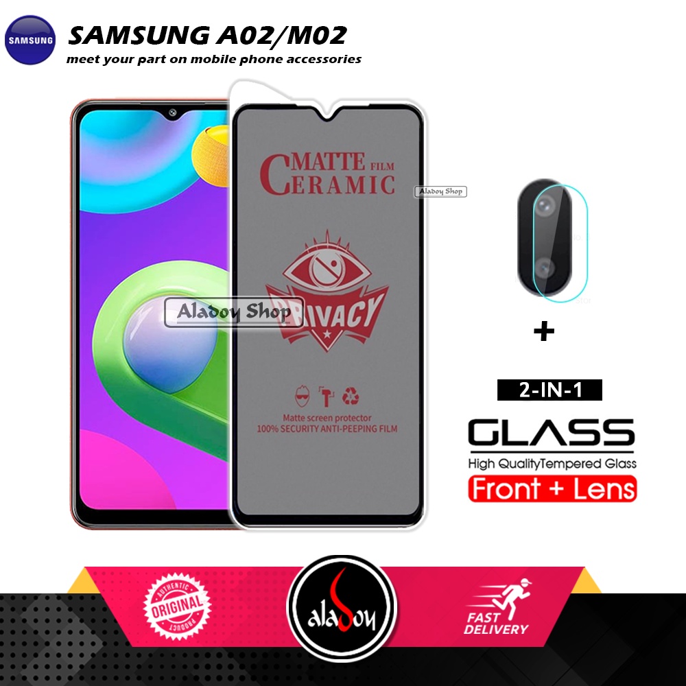 PAKET 2IN1 Anti Gores Privacy Samsung A02/M02 + Tempered Glass Kamera