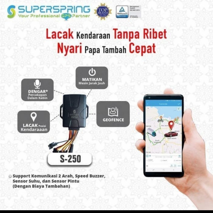 GPS Tracker Pelacak Mobil Super Spring S 250 Free Paket Data 6Bln