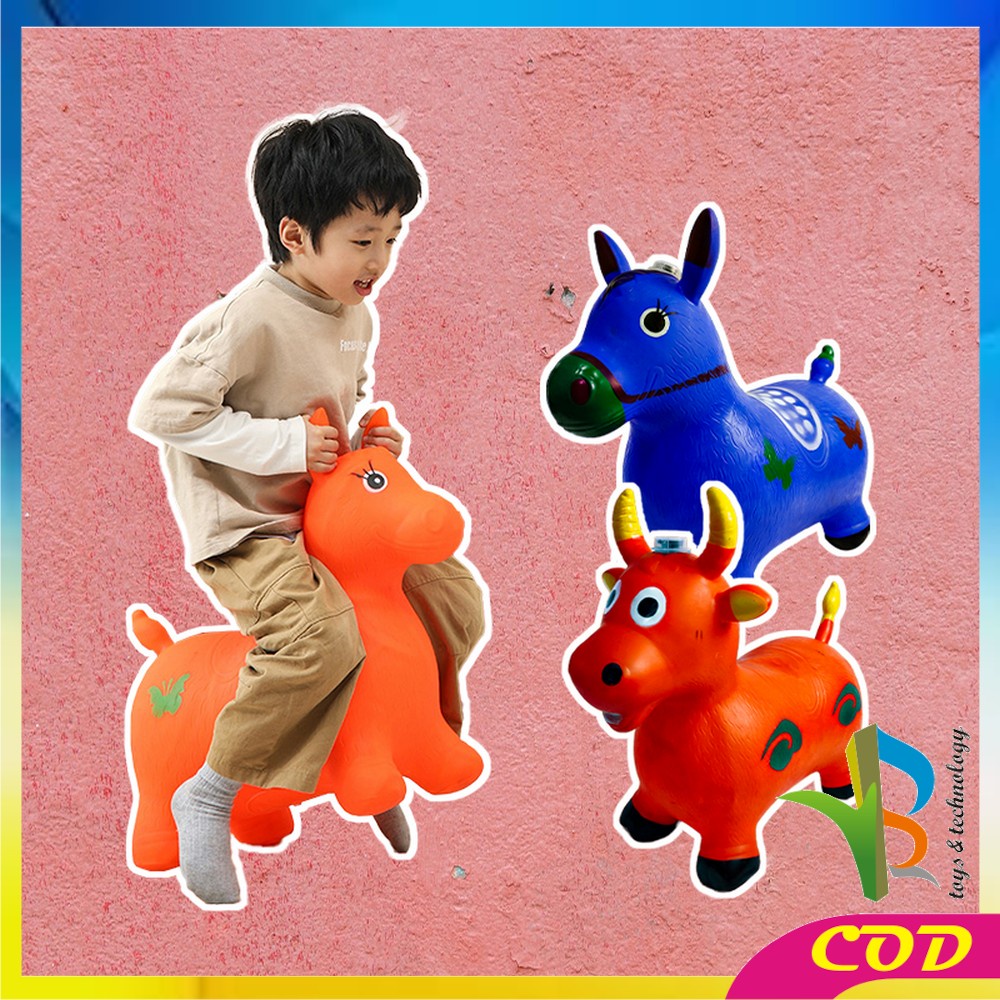 RB-M297 Mainan Kuda Kudaan Karet Anak Jumping Animal Ada Musik dan Lampu / Mainan Tunggang Anak Kuda Kudaan Genjot / Kuda Jumping Music