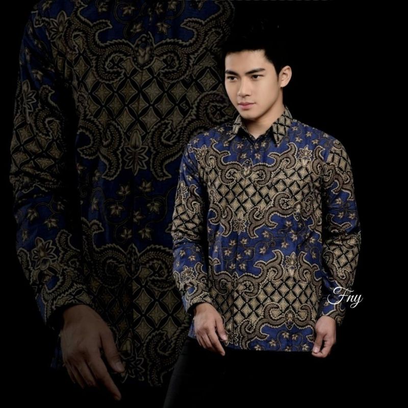 Kemeja Batik Pria Lengan Panjang motif KERATONAN Kode 002 Size M L XL XXL Reguler[GB]