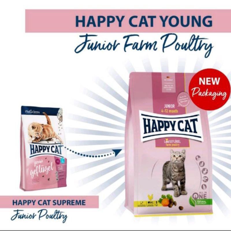 Happy Cat junior poultry 1000gr(repack) makanan kucing anakan catfood