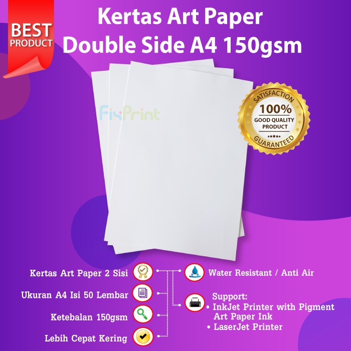 Jual Kertas Art Paper A4 150Gsm Isi 50 Lembar Paper Art 150 Gsm Shopee Indonesia