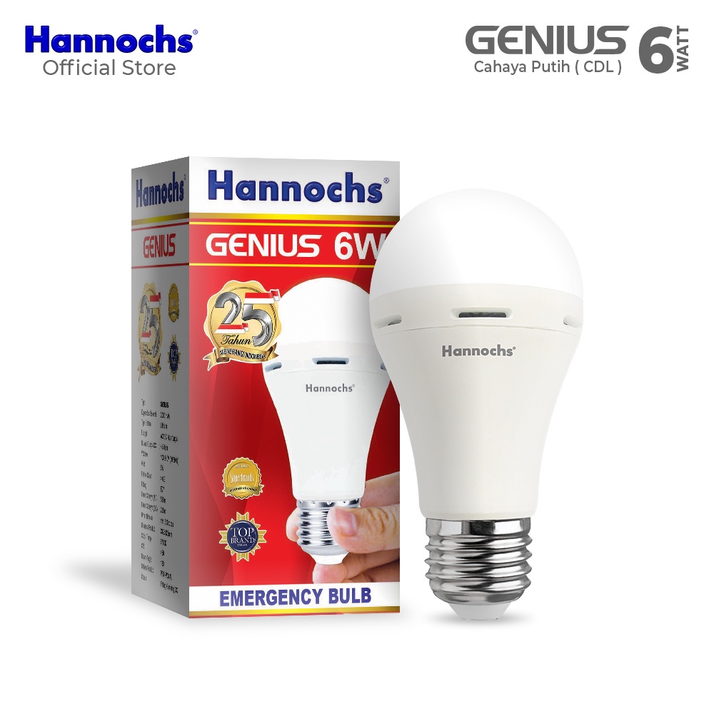 Hannochs Emergency GENIUS 6 watt CDL 2 pcs - Putih - Paket Murah