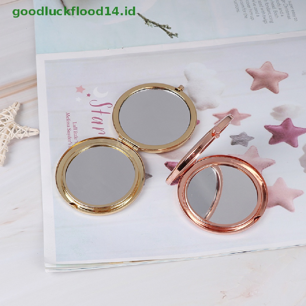 [GOOGFOUR] Vintage alloy compact pocket mirror folded makeup Kosmetik Cermin Pembesar [TOP]