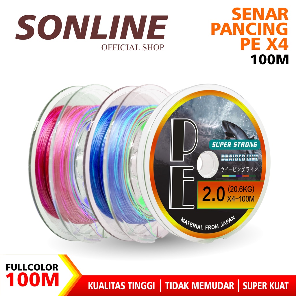 SONLINE Tali Pancing Japan Fishing Line Nylon PE Super strong 100m Senar Pancing Super Braided Line PESS