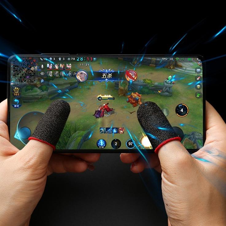 ゆ Sarung Jempol Nano Silver Fiber Finger Sleeve Anti Keringat Mobile Game PUBG ML FF ➟