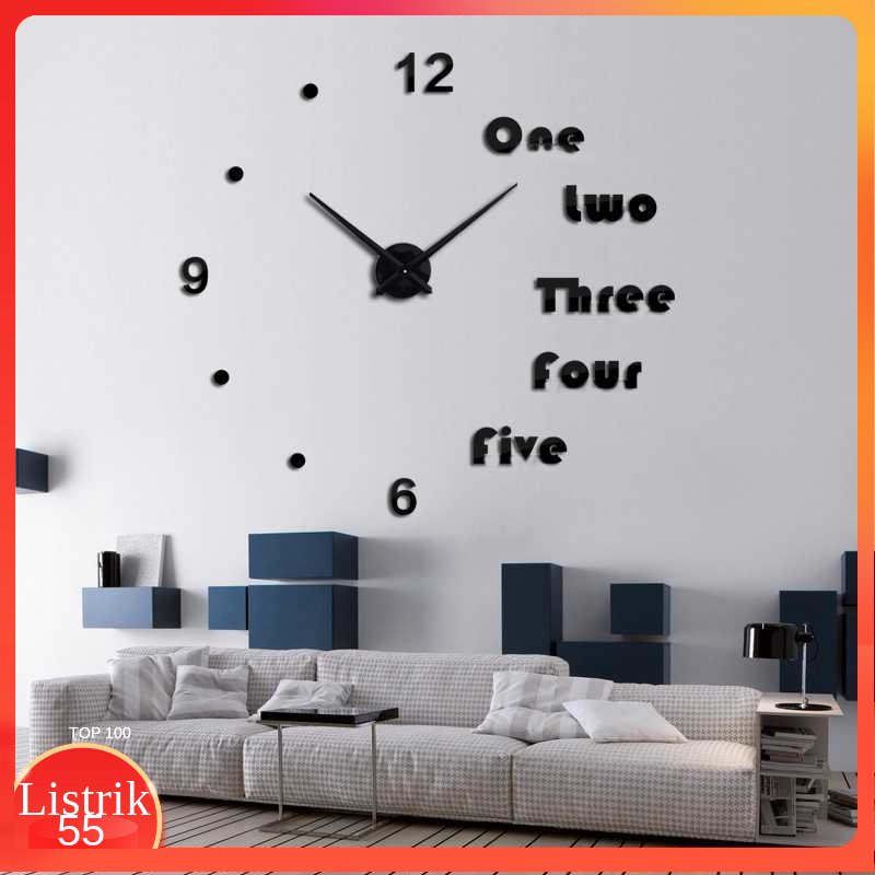 Jam Dinding Besar DIY Giant Wall Clock Aryclic Underline Angka - JM-09