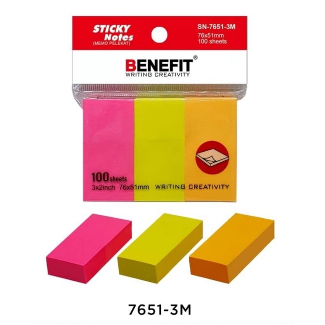 

SINGLE COLOUR STICK NOTE 3M 5M - BENEFIY