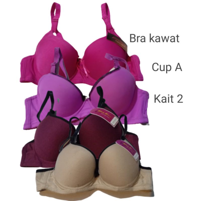 Bra bh kawat polos kait dua Cup A bahan halus murah meriah tali tidak bisa di lepas
