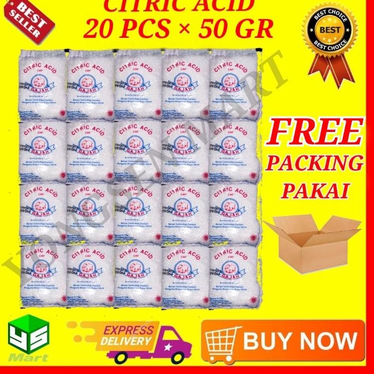 

Laris➘ GVMVC citric acid cap gajah 50gr @ 20 bungkus asam citrun pemutih pembersih 95 Ready Stock
