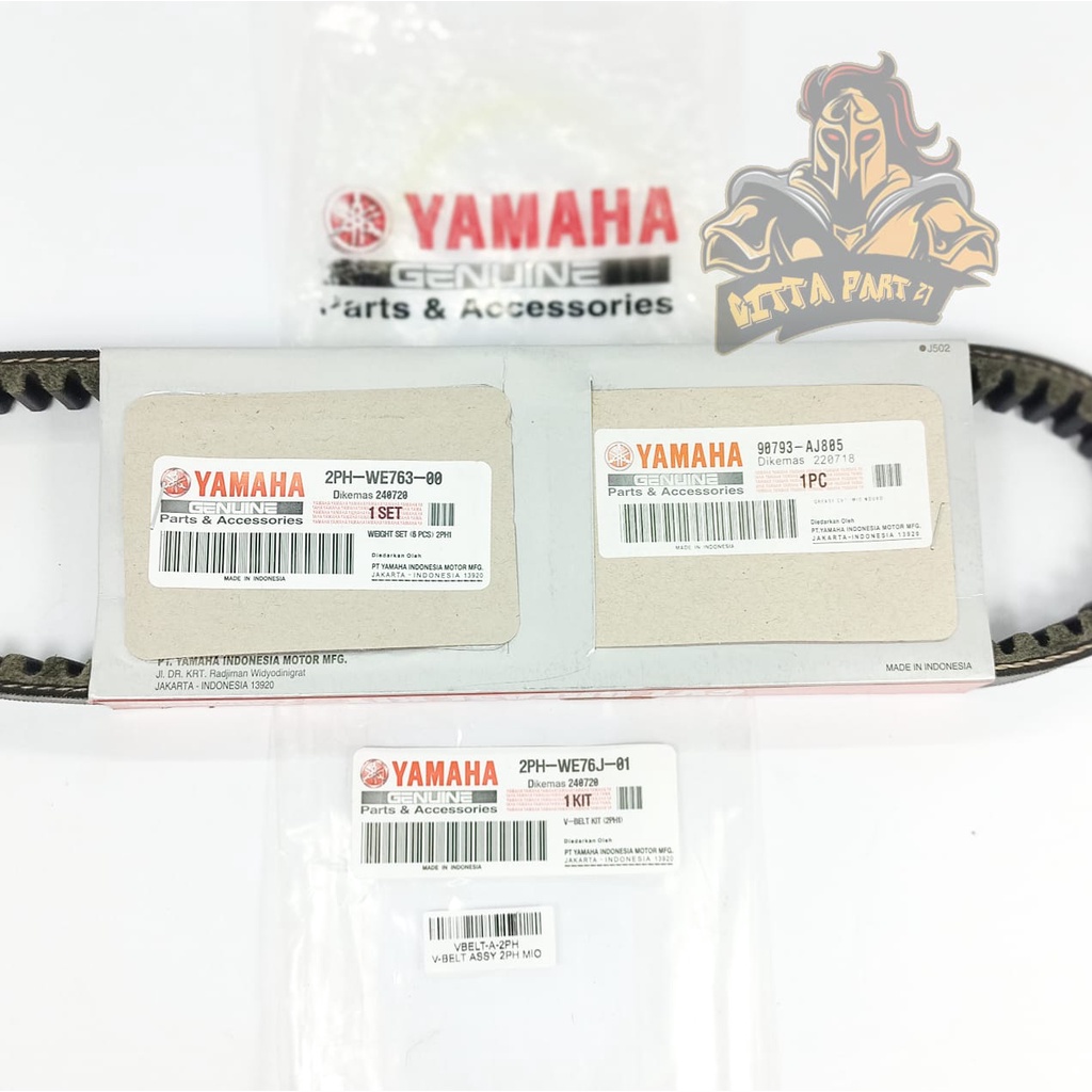 VANBELT V-BELT PLUS ROLLER YAMAHA 2PH KUALITAS ASLI ORIGINAL YAMAHA YGP PRESISI ANTI SELIP ROLLER AWET DAN DIJAMIN MANTAP MIO M3 SOUL GT XRIDE 125 X RIDE FINO 125 MIO S 125 MIO Z 125