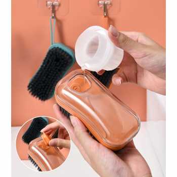 Sikat Pembersih Cleaning Brush Dengan Dispenser Tempat Sabun Cair Otomatis / Sikat Pembersih Baju Pakaian Laundry Sepatu Lantai Dapur Toilet Serbaguna Praktis Efisien Pencet Tekan / Cleaning Brush Alat Pembersih Noda Kotoran / Sikat Pembersih Multifungsi