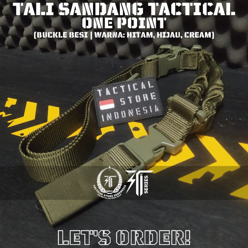 Tali Sandang IMPOR Tactical One Point - Hitam, Hijau, Cream Buckle Besi