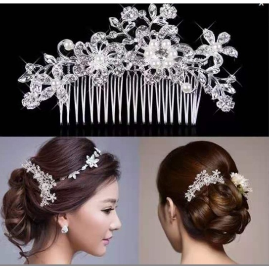 Sirkam  sanggul hair pint motif Bunga Warna Putih untuk Pernikahan party bride pengantin