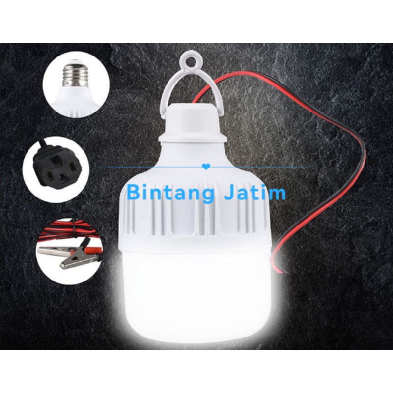 Lampu Bohlam Led Dc 12V Jepit Ke Aki Accu / Baterai  5W 10W 15W 20W 30W 40W
