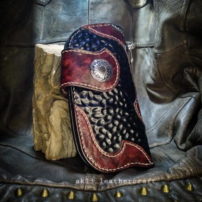 DOMPET KULIT PANJANG PRIA,BONUS RANTAI DOMPET KULIT, HANDMADE AK13. WF4645ER