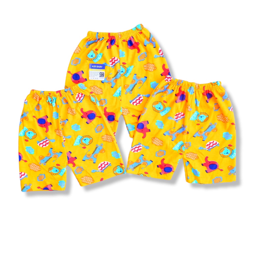 CELANA PENDEK BAYI PRINTING BAHAN KATUN PREMIUM VARIANT YELLOW MOTIF