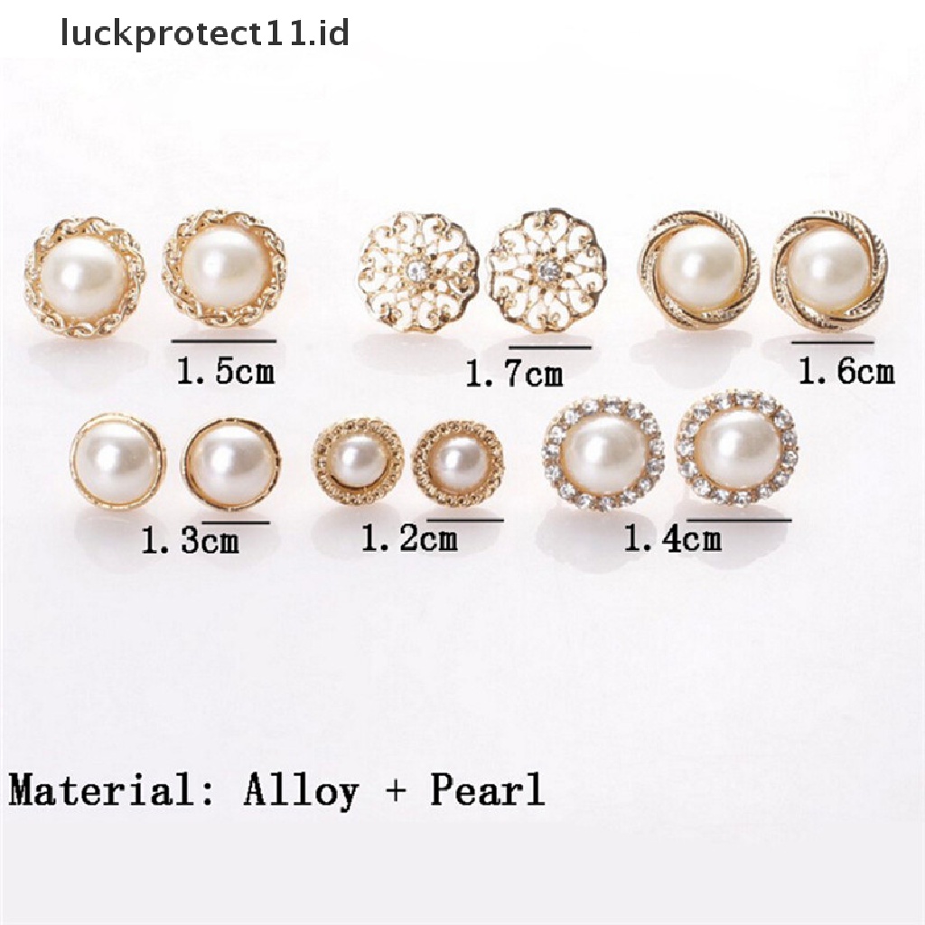 /Fashion Hot// Fashion// 6pasang Elegan Kristal Berlian Imitasi Diamond Mutiara Tanda Telinga Giwang Mungil Earrings.