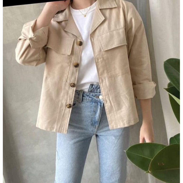 Claryn Outer Linen - Kemeja Linen - Atasan Wanita | Kardigan Saku 2278