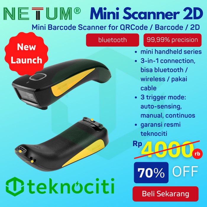 Netum Mini Wireless Bluetooth Qrcode / Barcode Scanner/ 2D E-Faktur