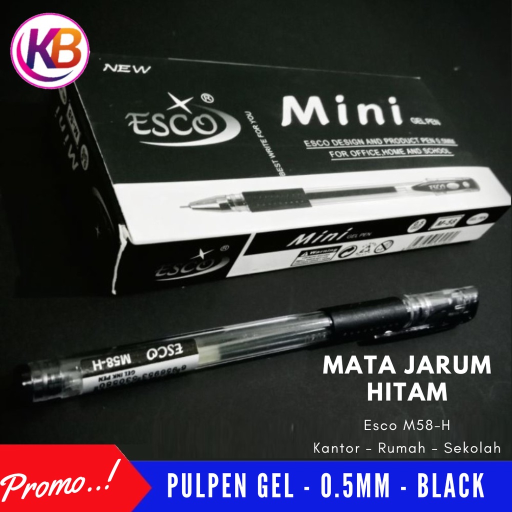 

Pulpen Esco Mini Gel M58 H - Enak Lembut dan Halus Saat di Pakai Menulis - Cocok Untuk OHS - Bolpen Esco Mini Gel Mata Jarum 0.5mm Hitam - Toko Gemilang