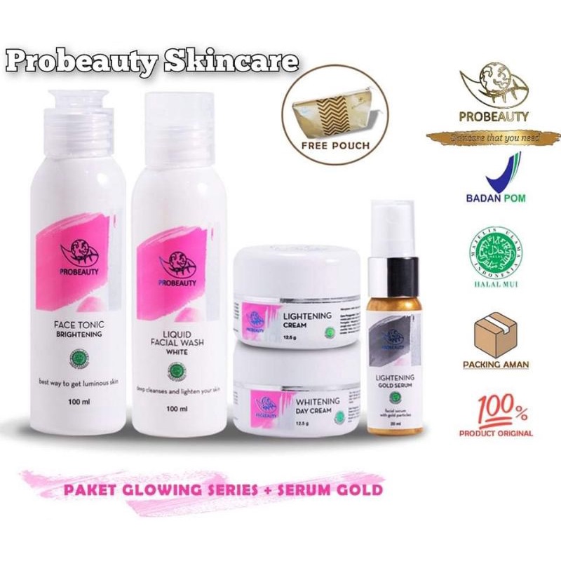 PAKET GLOWING PROBEAUTY - PAKET GLOWING & SERUM GOLD LIGHTENING PROBEAUTY - PAKET WAJAH GLOWING - SK