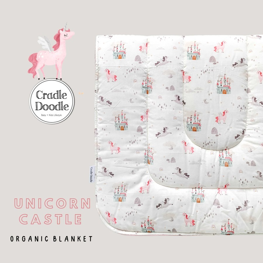 Cradle Doodle Organic Baby Blanket - Unicorn Castle