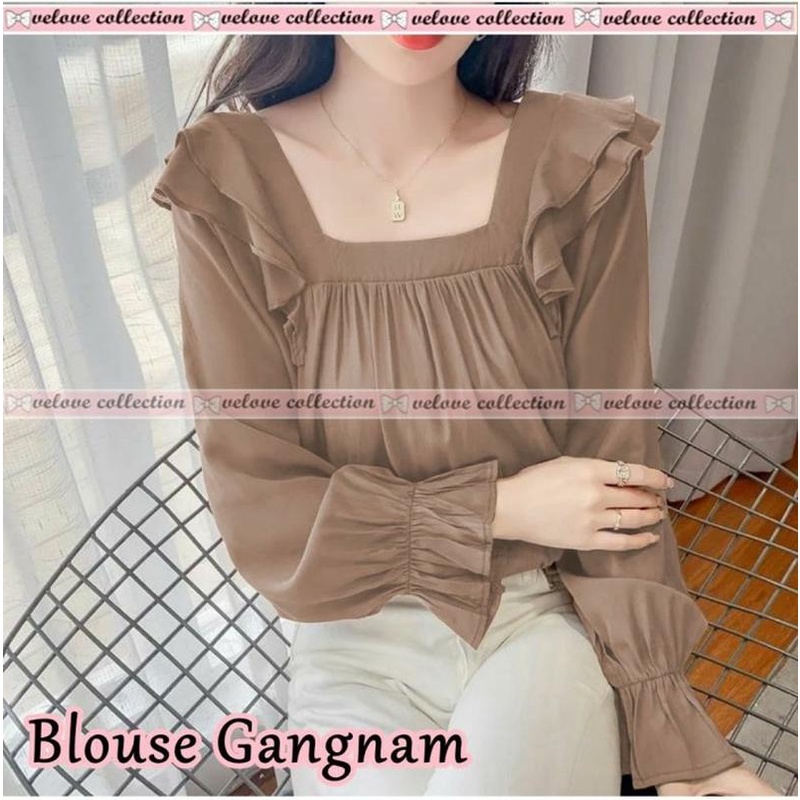 Satin Blouse Lengan Balon Blouse Satin Premium Korean Style Blouse Satin Silk Remaja Kekinian Blouse